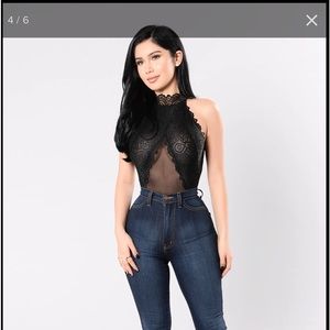 Fashion Nova  black “ruffle it up bodysuit”. Brand New with tags.